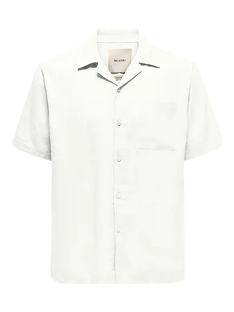 ONSLAURENCE LINEN RESORT COLLAR SS NOOS Erkek Beyaz Gömlek - 22036242