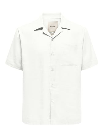 ONSLAURENCE LINEN RESORT COLLAR SS NOOS Erkek Beyaz Gömlek - 22036242