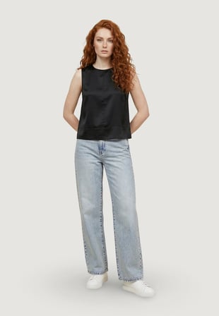 ONLDORSI ARIS SL LOOSE TOP WVN CC Kadın Siyah Bluz - 15364286