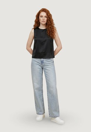 ONLDORSI ARIS SL LOOSE TOP WVN CC Kadın Siyah Bluz - 15364286