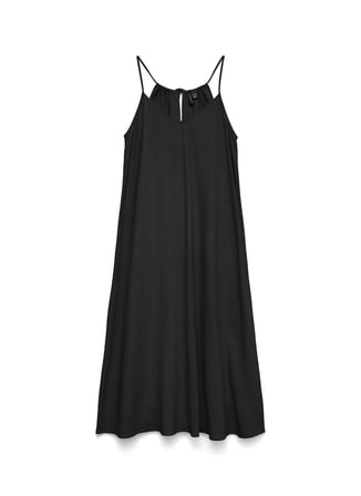 Vero Moda Siyah Kadın V Yaka Elbise VMJESMILO CALF SINGLET DRESS WVN NO