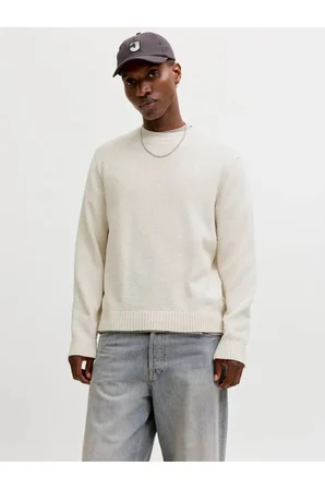 Jack & Jones Erkek Jornorrebro Catskılls Knıt Crew Neck Sn Beyaz Kazak -12293244