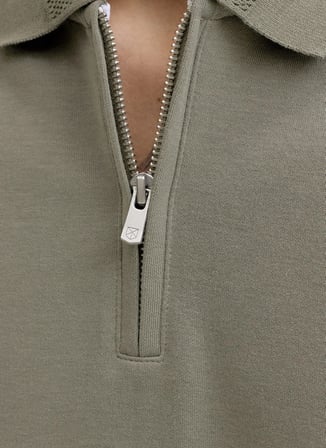 Jack & Jones Yeşil Erkek Regular Fit Polo T-Shirt 12292992 JPRBLAETHAN SS ZIP POLO SN