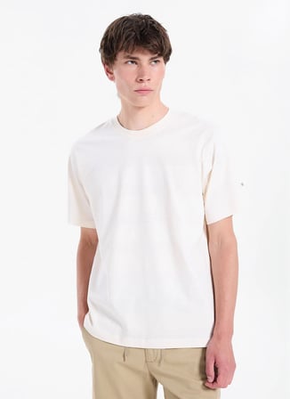 Jack & Jones Bej Erkek Relaxed T-Shirt 12295200 JORRIVIERA BLANK TEE CNECK