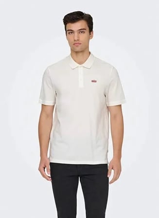 Only & Sons Onsdawson Reg SS Polo Shirt VD Erkek Polo T-Shirt Kırık Beyaz (22036883)
