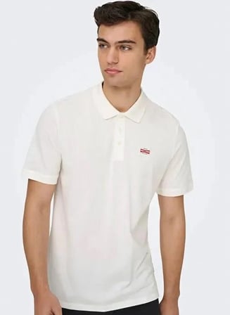 Only & Sons Onsdawson Reg SS Polo Shirt VD Erkek Polo T-Shirt Kırık Beyaz (22036883)