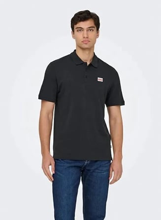 Only & Sons Onsdawson Reg SS Polo Shirt VD Erkek Polo T-Shirt Siyah (22036883)