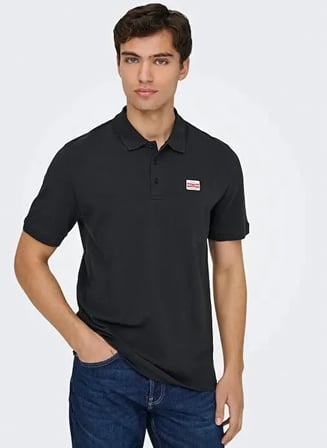 Only & Sons Onsdawson Reg SS Polo Shirt VD Erkek Polo T-Shirt Siyah (22036883)
