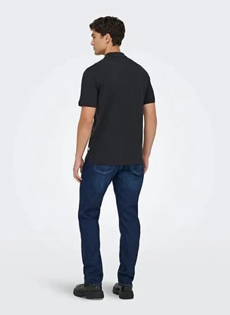 Only & Sons Onsdawson Reg SS Polo Shirt VD Erkek Polo T-Shirt Siyah (22036883)