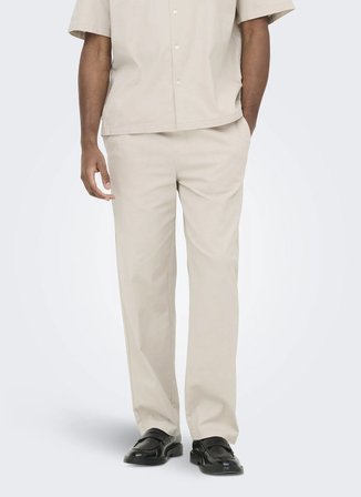 Only & Sons Dar Ekru Erkek Chino Pantolon 22036359 ONSREID LINUS SLUB PANT