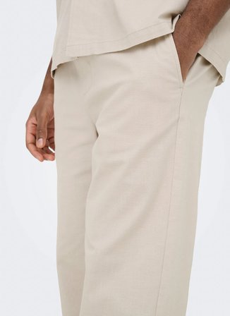 Only & Sons Dar Ekru Erkek Chino Pantolon 22036359 ONSREID LINUS SLUB PANT