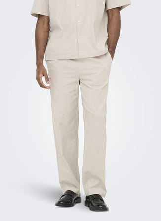 Only & Sons Dar Ekru Erkek Chino Pantolon 22036359 ONSREID LINUS SLUB PANT