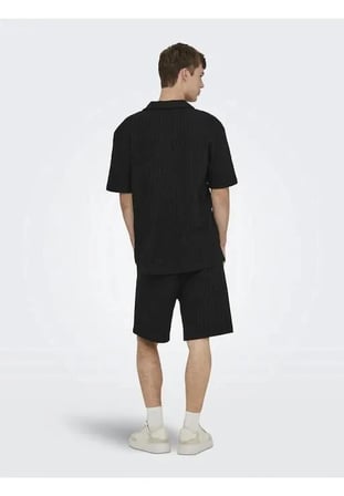Only & Sons OnsAustin RLX SS Seersucker Resort Polo T-Shirt Erkek Polo T-Shirt Siyah (22038187)