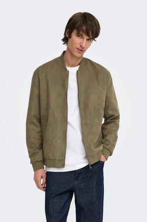 Only & Sons ONSLUCAS Erkek Süet Görünümlü Bomber Ceket Günlük Rahat Şık 