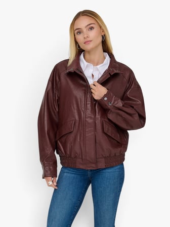 ONLJULIA FAUX LEATHER OVZ. BOMBER OTW Erkek Kahverengi Mont - 15373024
