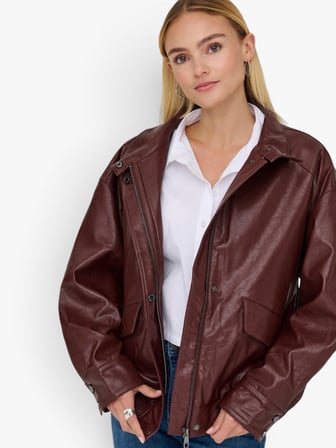 ONLJULIA FAUX LEATHER OVZ. BOMBER OTW Erkek Kahverengi Mont - 15373024