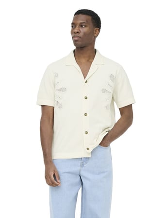 ONSJAM LIFE REG SS SHIRT KNIT Erkek Beyaz Hırka - 22037745