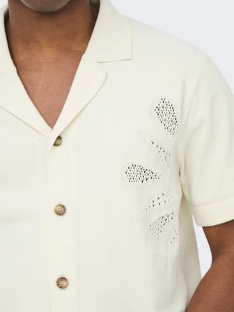 ONSJAM LIFE REG SS SHIRT KNIT Erkek Beyaz Hırka - 22037745