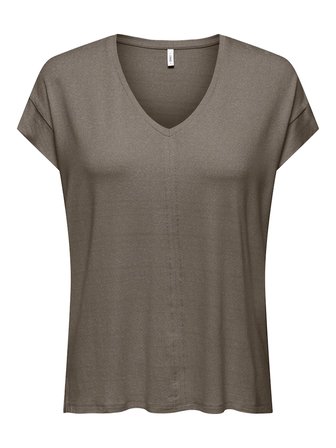 ONLCARRIE S/S STITCH GLITTER TOP JRS Kadın Gri T-Shirt - 15369279