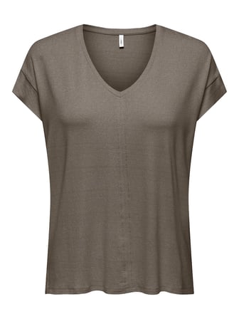 ONLCARRIE S/S STITCH GLITTER TOP JRS Kadın Gri T-Shirt - 15369279