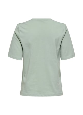 Only O Yaka Desenli Yeşil Kadın T-Shirt ONLMOODY LIFE S/S WORD TOP BOX JRS