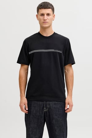 Jack & Jones JCOFUSION Erkek Basic Tişört – Bisiklet Yaka, Göğüs Logolu 