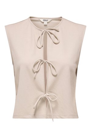 Only Onlsakura Regular Fit Yuvarlak Yaka Bağlama Detaylı Yelek Bayan YELEK 15366877 AÇIK BEJ