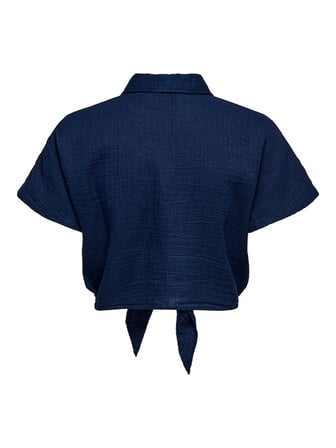 ONLLEONI SEERSUCKER CAP KNOT SHIRT WVN Kadın Blue Gömlek - 15367290