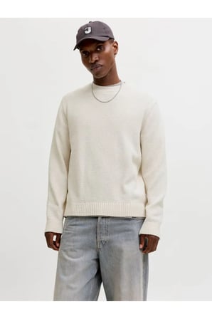 Jack & Jones Erkek Jornorrebro Catskılls Knıt Crew Neck Sn Beyaz Kazak -12293244