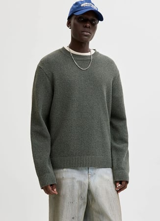 Jack & Jones Yeşil Erkek Yuvarlak Yaka Kazak 12293244 JORNORREBRO CATSKILLS