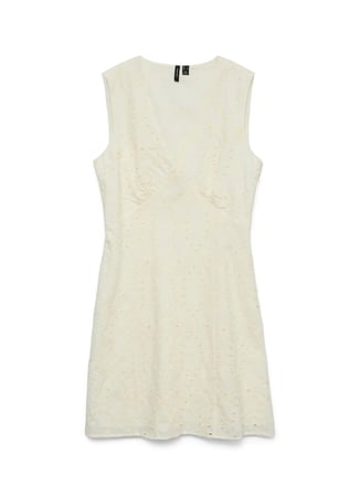 Vero Moda Beyaz Kadın V Yaka Standart Fit Elbise VMHAY SL SHORT DRESS WVN