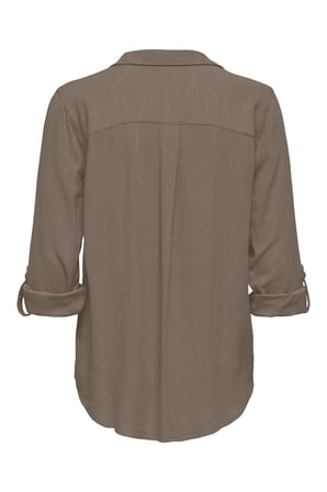Only Onlyasmin Keten Karışımlı Regular Fit Klasik Yaka Gömlek Bayan GÖMLEK 15349102 VİZON