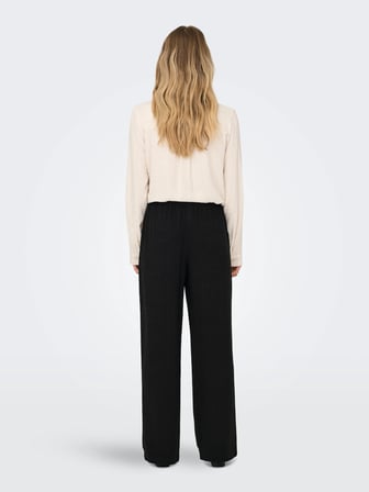 ONLSIESTA MW PULL-UP LINEN BL PNT NOOS Kadın Black Pantolon - 15322263
