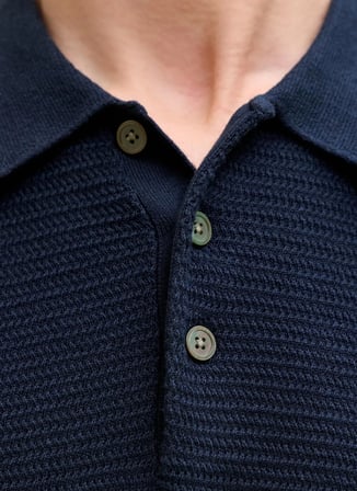 Jack & Jones Lacivert Erkek Normal Fit Kazak 12292034 JPRBLURILEY KNIT POLO SN