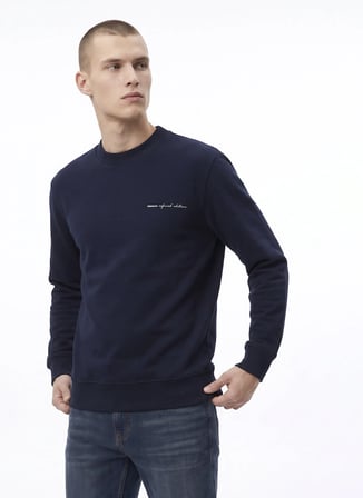 Jack & Jones 12292205 JPRBLAOWEN BRANDING SWEAT Siyah Erkek Yuvarlak Yaka Yazı Baskılı Rahat Sweatshirt