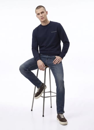Jack & Jones 12292205 JPRBLAOWEN BRANDING SWEAT Siyah Erkek Yuvarlak Yaka Yazı Baskılı Rahat Sweatshirt