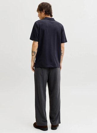 Jack & Jones Lacivert Erkek Regular Fit Polo T-Shirt 12292992 JPRBLAETHAN SS ZIP POLO SN