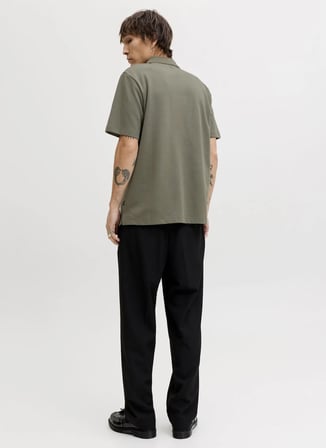Jack & Jones Yeşil Erkek Regular Fit Polo T-Shirt 12292992 JPRBLAETHAN SS ZIP POLO SN