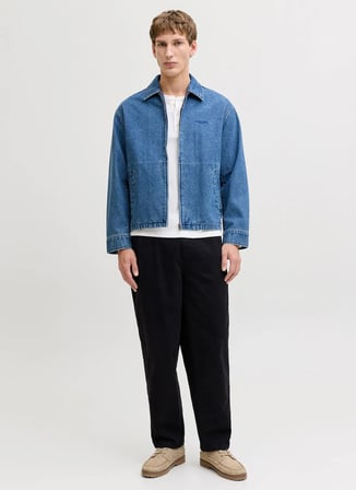 Jack & Jones Siyah Erkek Geniş Fit Chino Pantolon 12292206 JPSTEVAN JETT CHINO LN