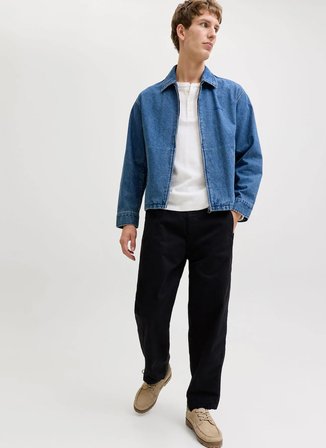 Jack & Jones Siyah Erkek Geniş Fit Chino Pantolon 12292206 JPSTEVAN JETT CHINO LN