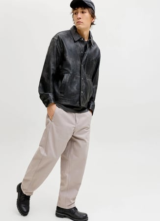 Jack & Jones Gri Erkek Geniş Fit Chino Pantolon 12292206 JPSTEVAN JETT CHINO LN