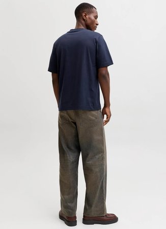 Jack & Jones Bisiklet Yaka Lacivert Erkek T-Shirt 12282892 JORNORREBRO EMB TEE CNECK