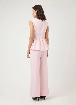 Yas Pembe Kadın Bluz YASTRIMA SL LINEN BLEND TOP