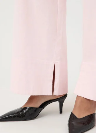 Yas Pembe Kadın Pantolon YASTRIMA HW LINEN BLEND PANT