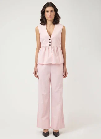 Yas Pembe Kadın Pantolon YASTRIMA HW LINEN BLEND PANT