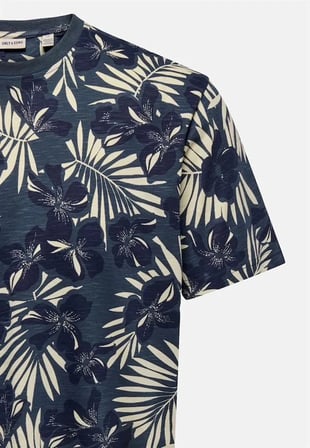 Only & Sons OnsPerry Life Reg Leaf AOP SS Tee Erkek Tişört Peacoat (22025283)