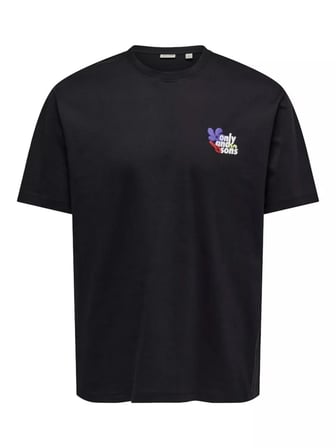 Only & Sons Onsfleuri Life Flower Rlx SS Tee Erkek T-Shirt Siyah (22037619)