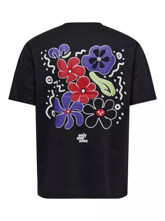 Only & Sons Onsfleuri Life Flower Rlx SS Tee Erkek T-Shirt Siyah (22037619)