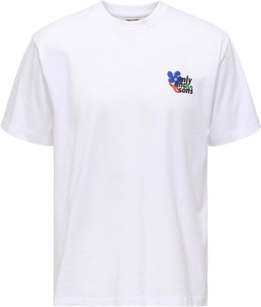 Only & Sons Onsfleuri Life Flower Rlx SS Tee Erkek T-Shirt Beyaz (22037619)