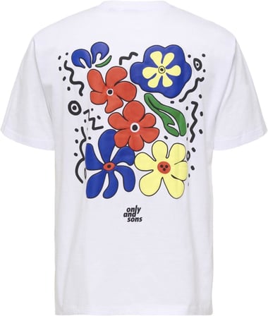 Only & Sons Onsfleuri Life Flower Rlx SS Tee Erkek T-Shirt Beyaz (22037619)